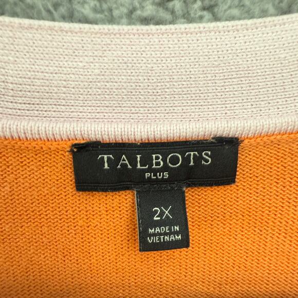 Talbots Cardigan Sweater Womens 2X Orange Button Long Sleeve Career Casual Basic - Picture 2 of 8